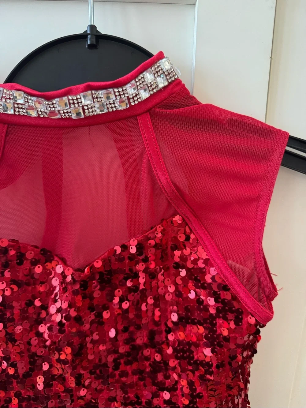 Red Sequin Peplum Dance Costume - Kids